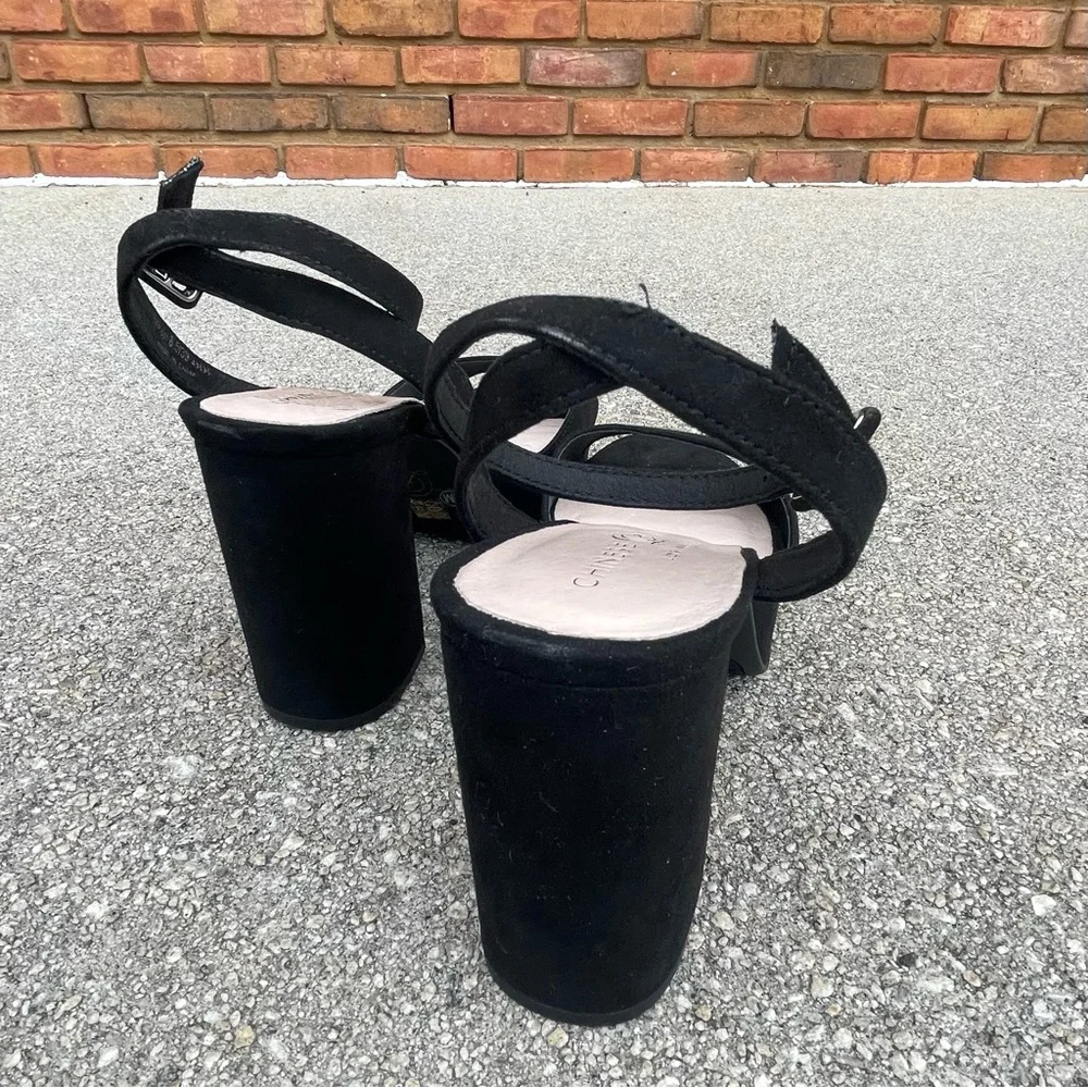 NWOT Chinese Laundry Women’s Black Suede Platform Sandals Sz 8.5